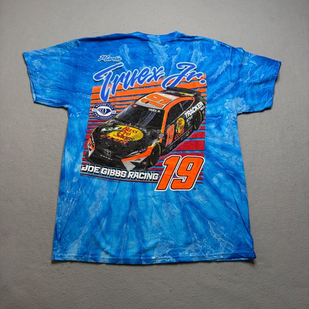 Joe Gibbs Racing T-Shirt Mens Large Martin Truex Jr 19 Bass Pro Shops Tie Dye